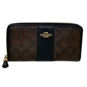 Auth COACH Heritage/Luxury Signature PVC Leather Accordion Zip Around F54630 PVC